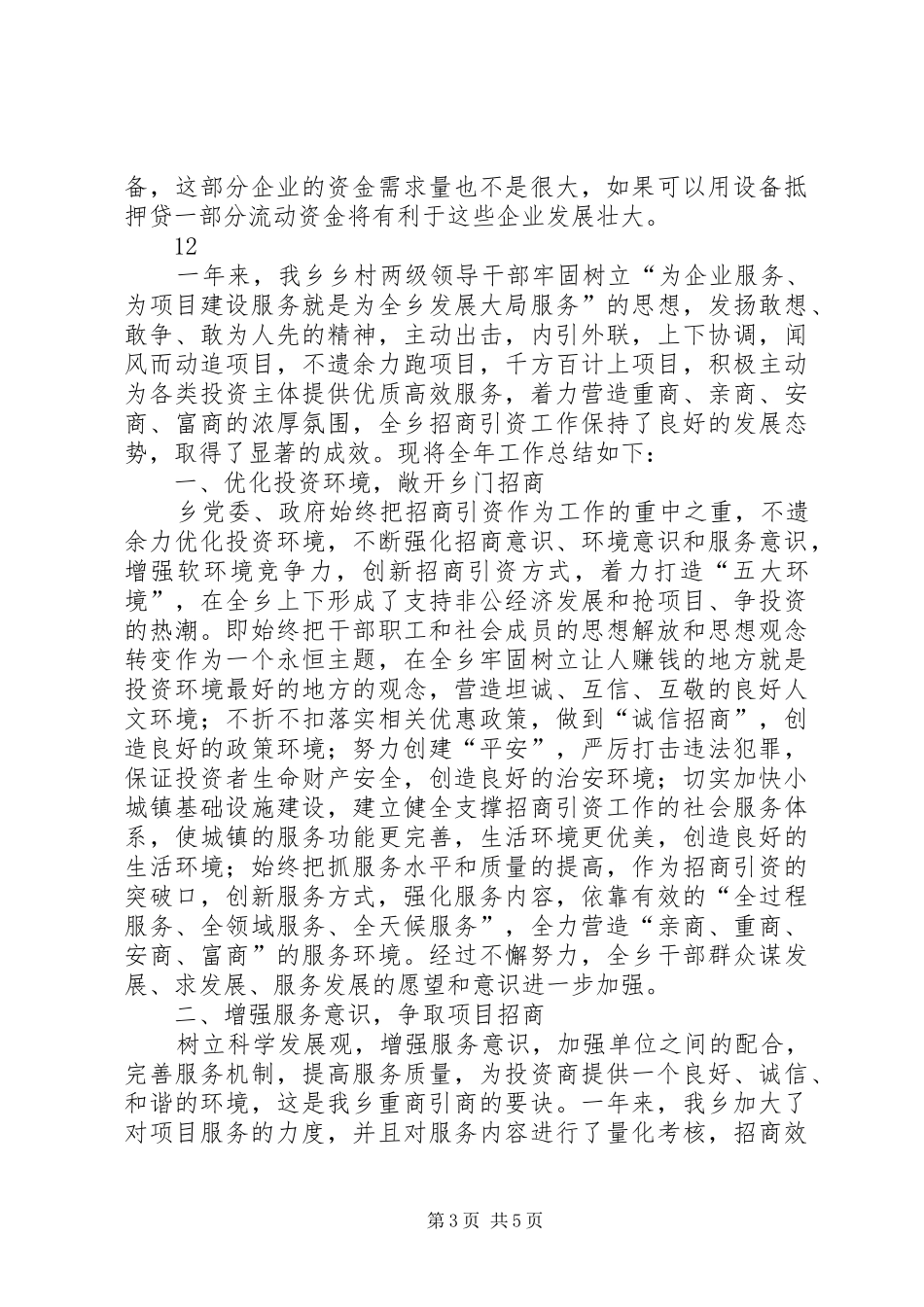 乡镇年度招商引资经济建设工作总结_第3页