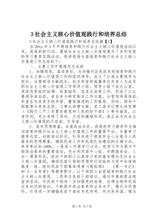 3社会主义核心价值观践行和培养总结