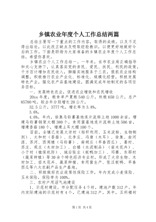 乡镇农业年度个人工作总结两篇