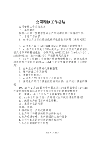 公司稽核工作总结