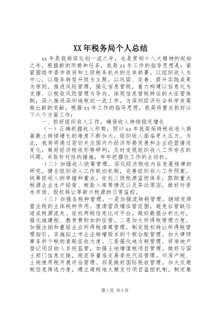 XX年税务局个人总结
