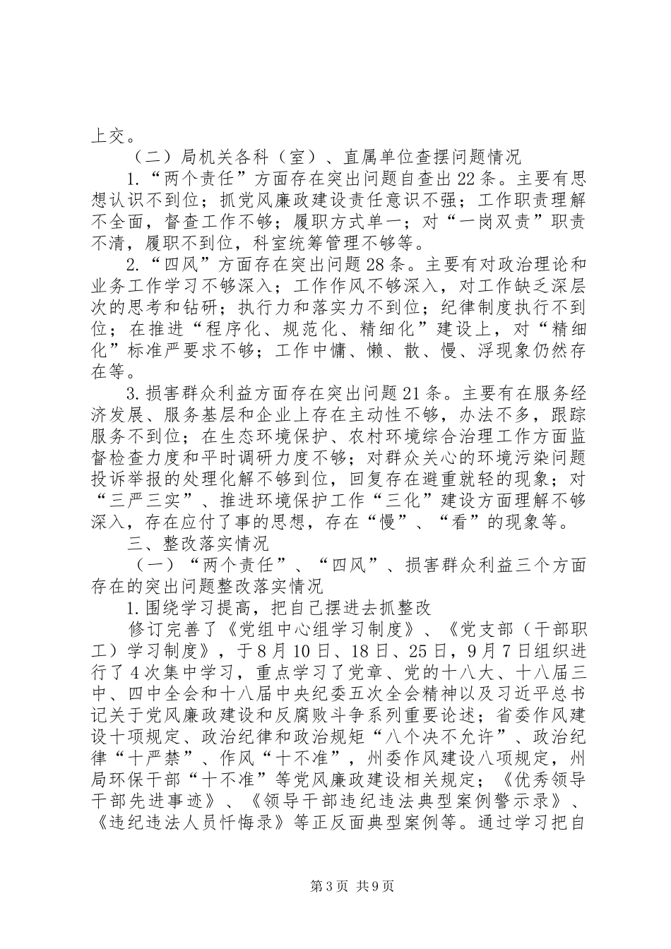 党风廉政建设突出问题集中专项整治工作总结_第3页