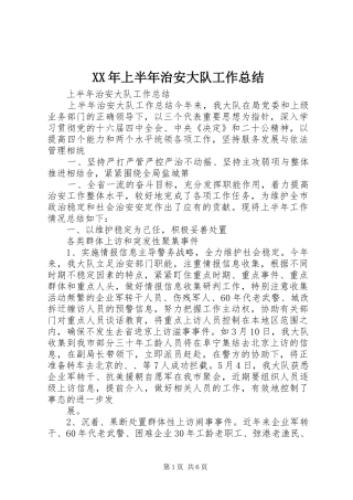 XX年上半年治安大队工作总结 (3)