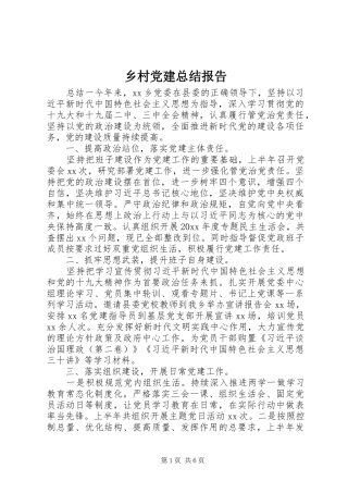 乡村党建总结报告