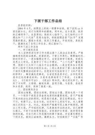 下派干部工作总结