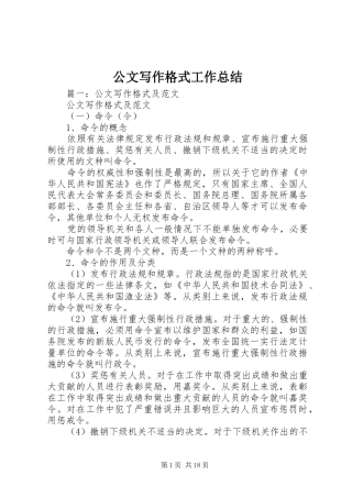 公文写作格式工作总结