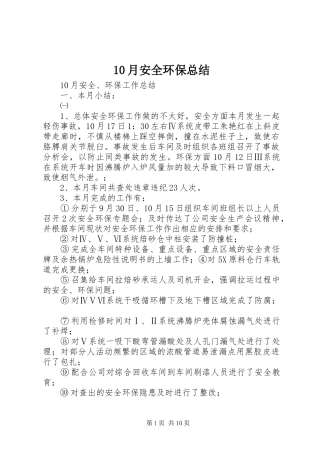 10月安全环保总结