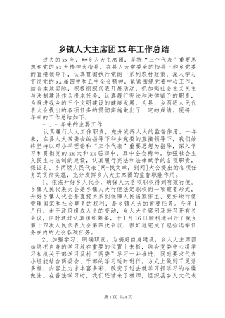 乡镇人大主席团XX年工作总结