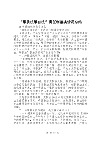 “谁执法谁普法”责任制落实情况总结