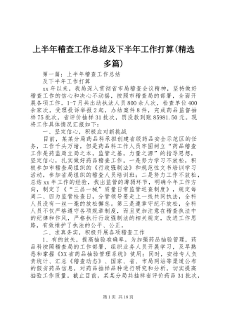 上半年稽查工作总结及下半年工作打算(精选多篇)