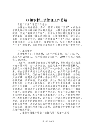 XX镇农村三资管理工作总结 (3)