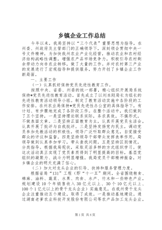 乡镇企业工作总结 (3)