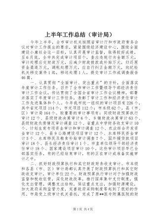 上半年工作总结（审计局）