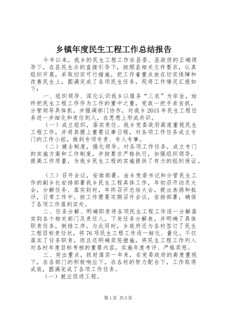 乡镇年度民生工程工作总结报告