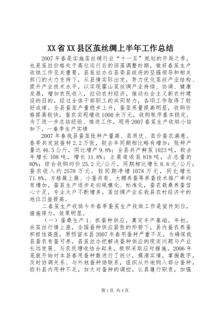 XX省XX县区茧丝绸上半年工作总结 (3)