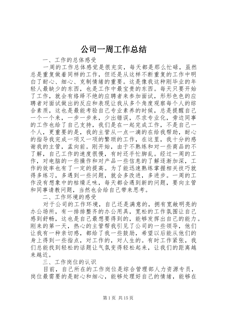 公司一周工作总结_第1页