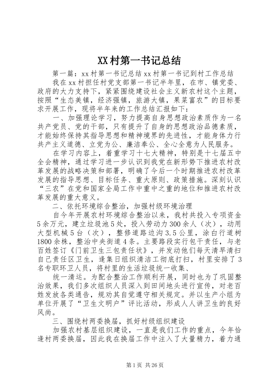 XX村第一书记总结_第1页