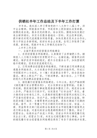 供销社半年工作总结及下半年工作打算
