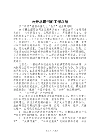 公开承诺书的工作总结