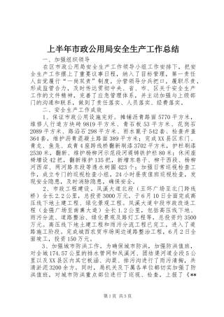 上半年市政公用局安全生产工作总结