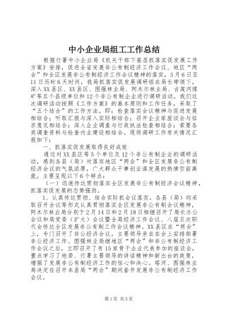 中小企业局组工工作总结