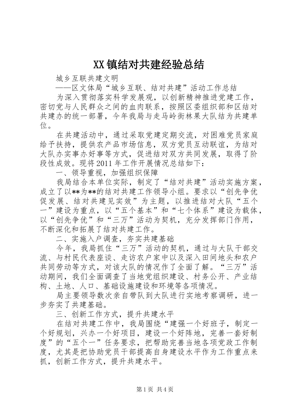XX镇结对共建经验总结 (3)_第1页
