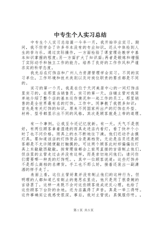 中专生个人实习总结