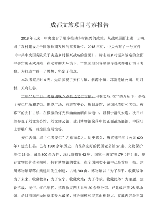 成都文旅项目考察报告