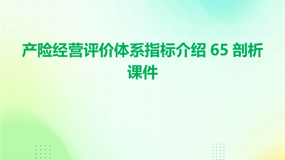 产险经营评价体系指标介绍65剖析课件_第1页