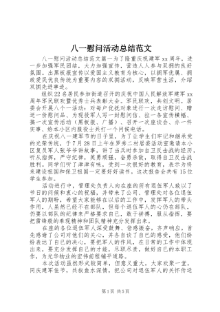 八一慰问活动总结范文