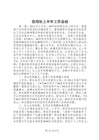 信用社上半年工作总结 (3)