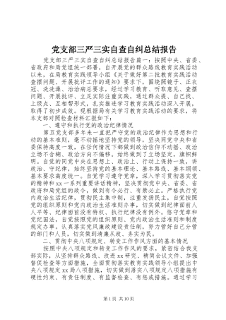 党支部三严三实自查自纠总结报告
