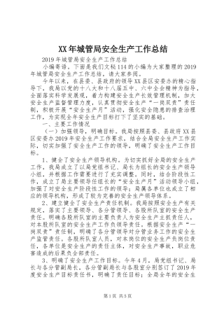 XX年城管局安全生产工作总结 (3)