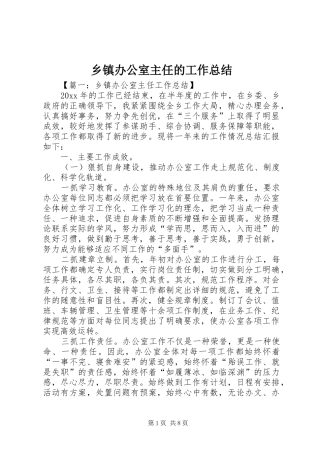 乡镇办公室主任的工作总结