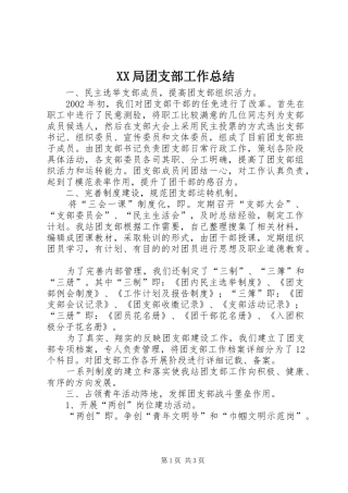 XX局团支部工作总结