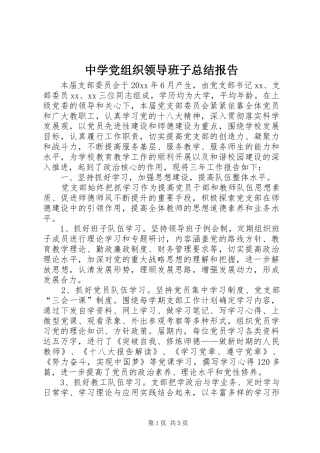 中学党组织领导班子总结报告