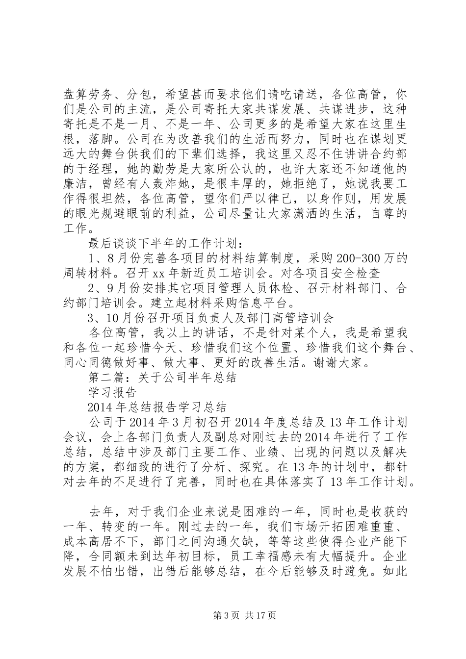 公司半年总结报告(精选多篇)_第3页