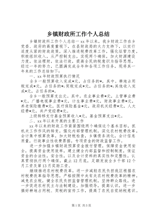 乡镇财政所工作个人总结