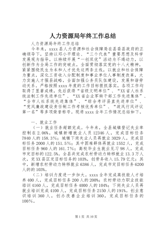 人力资源局年终工作总结