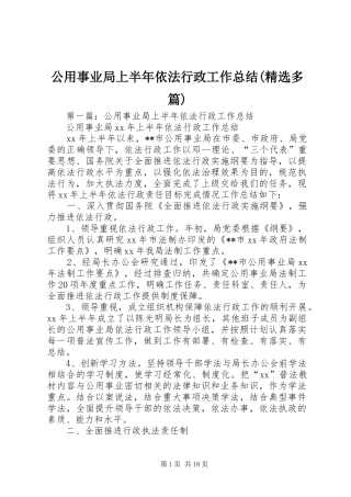 公用事业局上半年依法行政工作总结(精选多篇)