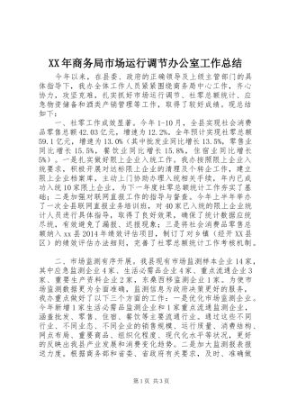 XX年商务局市场运行调节办公室工作总结