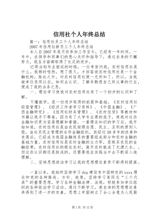 信用社个人年终总结 (3)