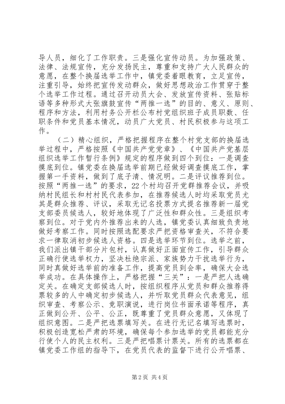 乡镇XX年村党支部换届选举工作总结_第2页