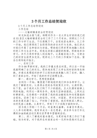 3个月工作总结贺迎欣