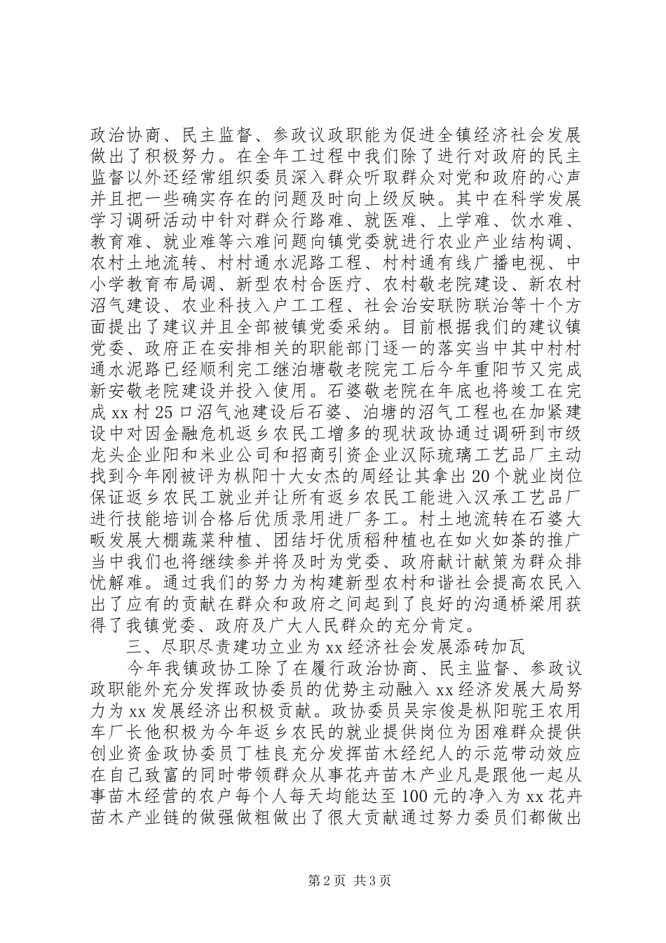 XX年乡镇政协工委工作总结_第2页