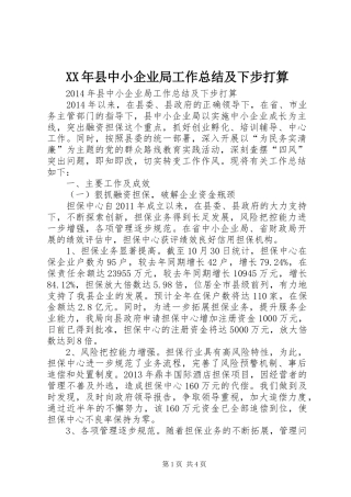 XX年县中小企业局工作总结及下步打算