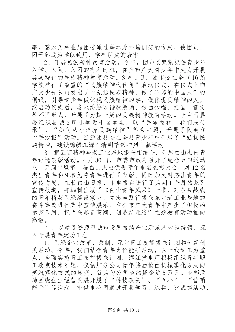 全市共青团工作总结_第2页
