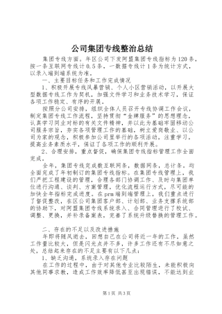 公司集团专线整治总结
