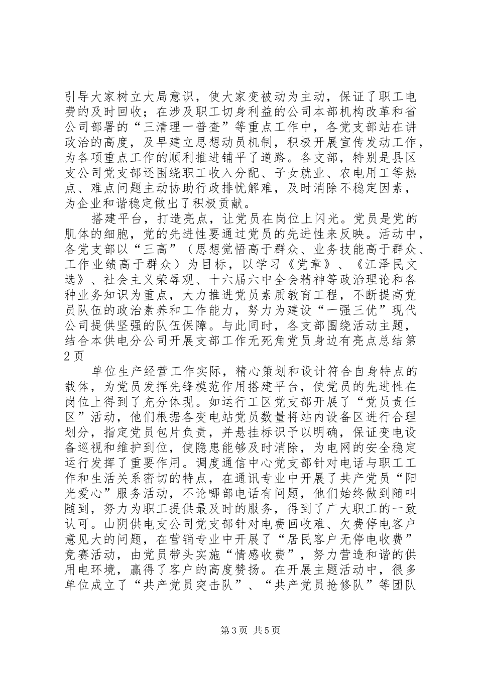 供电分公司开展支部工作无死角党员身边有亮点总结_第3页