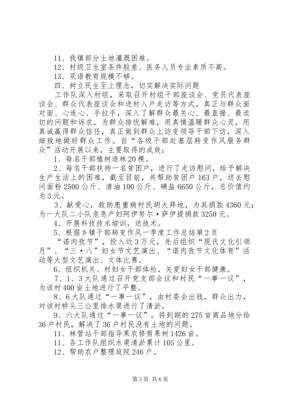 乡镇干部转变作风一季度工作总结_第3页